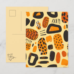 Cartão Postal De Convite "Savanna Pop: Tribal Vibes em Laranja e Negro"