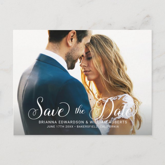 Cartão Postal De Convite Save the Date Casamento Clássico (Frente)