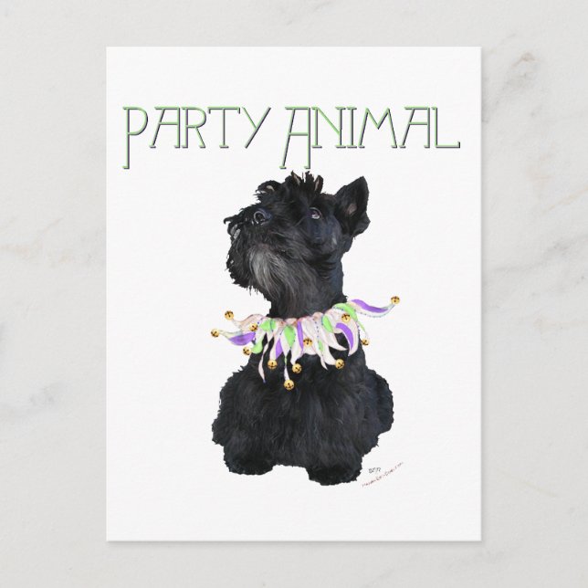 Cartão Postal De Convite Scottish Terrier Party Animal (Frente)