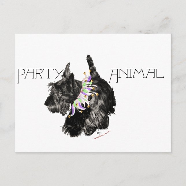 Cartão Postal De Convite Scottish Terrier Party Animal (Frente)