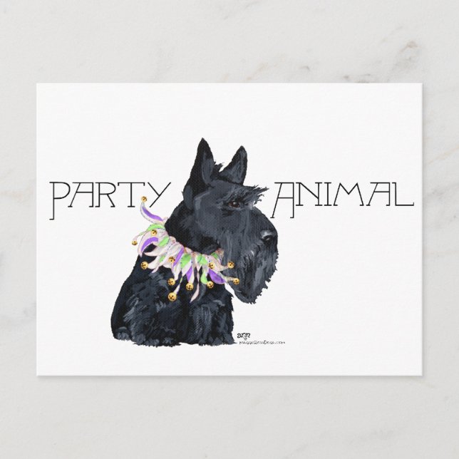 Cartão Postal De Convite Scottish Terrier Party Animal (Frente)
