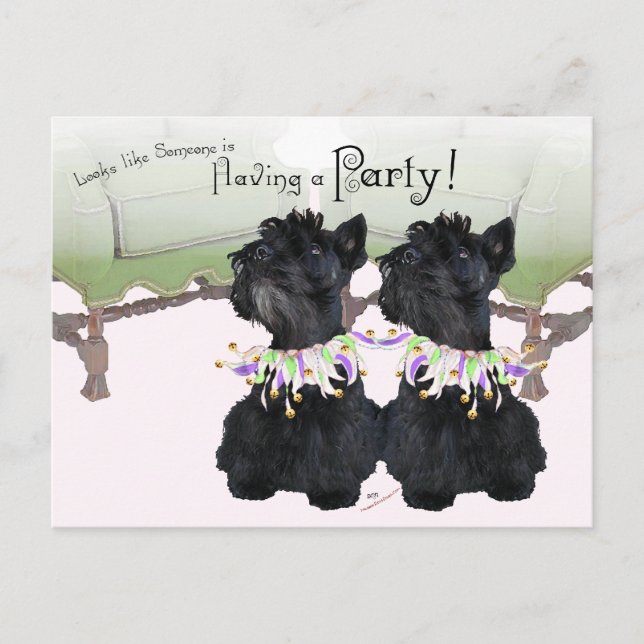 Cartão Postal De Convite Scottish Terriers Party Animal (Frente)