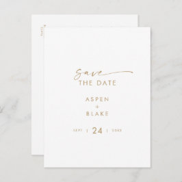 Cartão Postal De Convite Script Dourado Moderno Salvar a Data