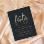 Cartão Postal De Convite Script simples na moda aniversário de 40 anos eleg<br><div class="desc">Simples aniversário de 40 anos simples de na moda elegante script de ouro e aniversário de 40 anos geométrico convidado. Padrão geométrico moderno do dorso. Parte de uma coleção.</div>