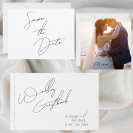 Cartão Postal De Convite Scripts Negros Modernos Do Chic Salvem A Data