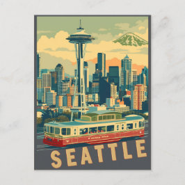 Cartão Postal De Convite Seattle, Washington Vintage