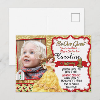 Cartão Postal De Convite Seja nosso Convidado Princesa Primeiro Aniversário