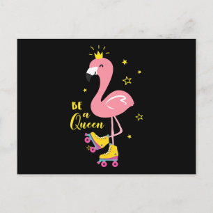Cartão Postal De Convite Seja uma Rainha Rosa, Skate Flamingo Roller Mulher