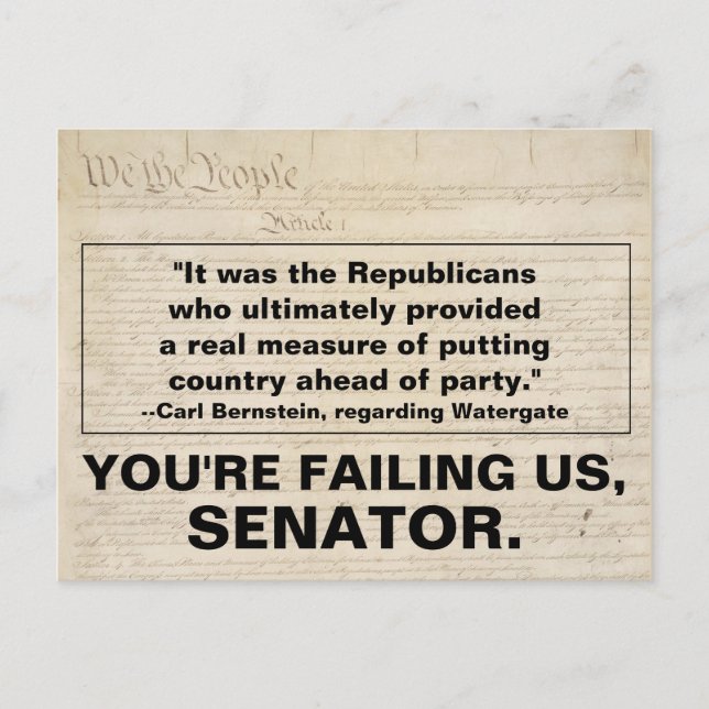 Cartão Postal De Convite Senador Republicano tem que colocar o país sobre o (Frente)