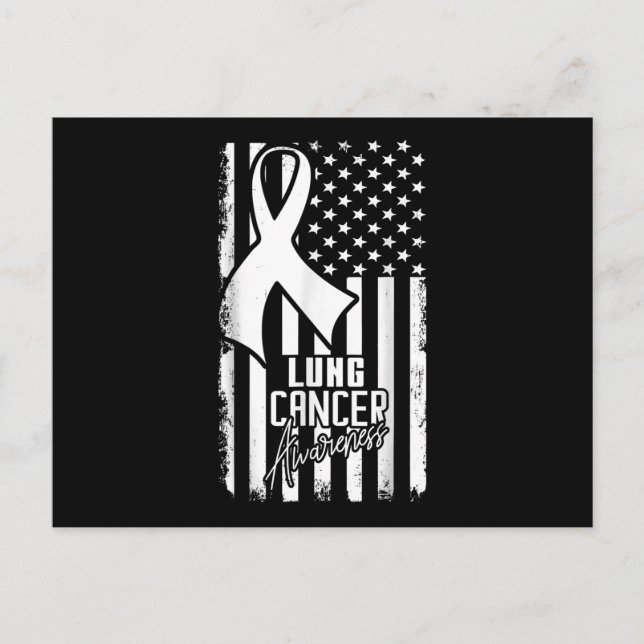 Cartão Postal De Convite Sensibilização do Cancer pulmonar Bandeira America (Frente)