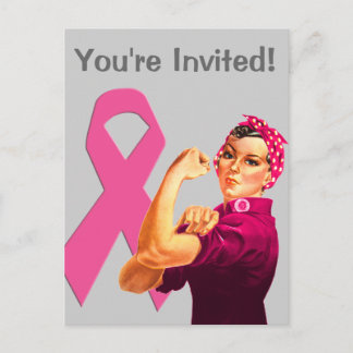 Cartão Postal De Convite Sensibilização do Cancer Rosie the Riveter