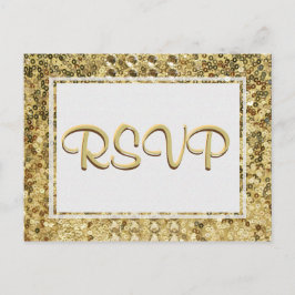 Cartão Postal De Convite Sequência Dourada RSVP