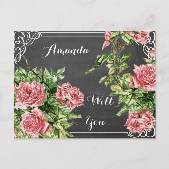 Cartão Postal De Convite será minha dama de honra? (Frente)