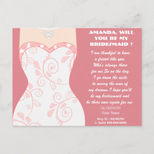 Cartão Postal De Convite será minha dama de honra?