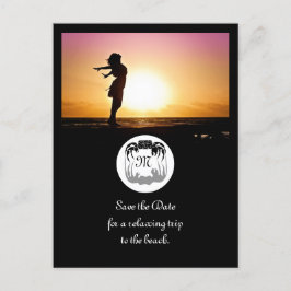 Cartão Postal De Convite Silhouette de Caranguejo Fantasma e Foto de Monogr