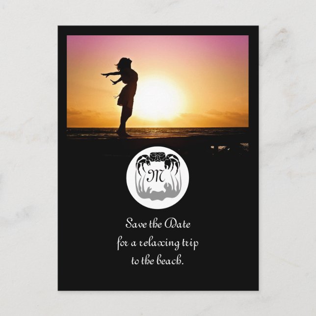 Cartão Postal De Convite Silhouette de Caranguejo Fantasma e Foto de Monogr (Frente)