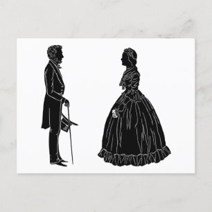Cartão Postal De Convite silhueta de abraham lincoln mary todd lincoln