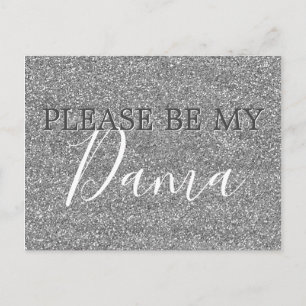 Cartão Postal De Convite Silver Glitter Dama Quinceanera Proposta