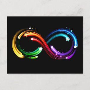 Cartão Postal De Convite Símbolo de infinito de cometas arco-íris