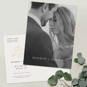 Cartão Postal De Convite Simple Chic Minimalist Photo Wedding Save the Date