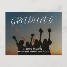 Cartão Postal De Convite Simple Modern Calligraphy Photo Graduation 