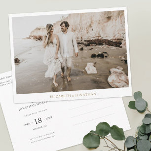 Cartão Postal De Convite Simples casamento personalizado moderno Salve a da