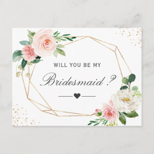 Cartão Postal De Convite Simples Elegante Floral Seja Minha Dama de Honra P