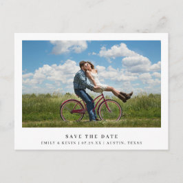Cartão Postal De Convite Simples Foto Minimalista de Casamento Salve a Data