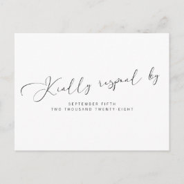 Cartão Postal De Convite Simples RSVP de Caligrafia Preto e Branco Moderno
