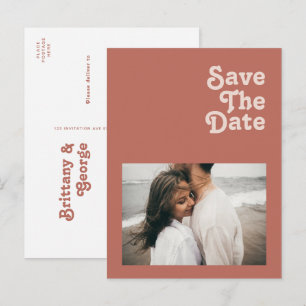 Cartão Postal De Convite Simples Vibrações Retrô   Foto Rosa Antiga Salvar 