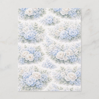 Cartão Postal De Convite SoftBlue Floral Pattern Elegant Romantic Botanical