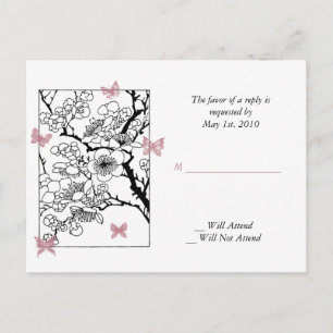 Cartão Postal De Convite Sonhos da borboleta: A arte inspirada japonesa