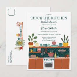 Cartão Postal De Convite STOCK THE KITCHEN Bridal Shower Cute CUSTOM