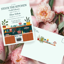 Cartão Postal De Convite STOCK THE KITCHEN Bridal Shower Cute CUSTOM
