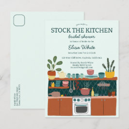 Cartão Postal De Convite STOCK THE KITCHEN Bridal Shower Cute CUSTOM