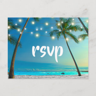 Cartão Postal De Convite String Luz Tropical Beach RSVP Gabinete