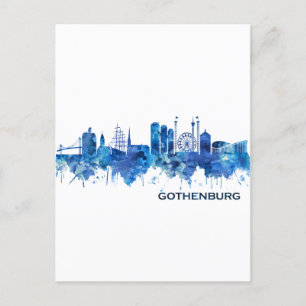 Cartão Postal De Convite Suecia de Gotemburgo - Skyline Blue