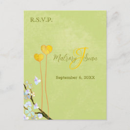 Cartão Postal De Convite Summer Green - Dois Corações de Casamento RSVP