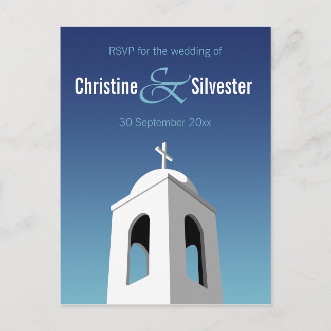 Cartão Postal De Convite Summer Mediterrânica, RSVP (Frente)