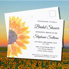 Cartão Postal De Convite Sunflower Bridal Shower Invitation Postcard