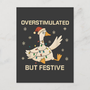 Cartão Postal De Convite Superestimulado Mas Festivo Natal Ganso Xmas 