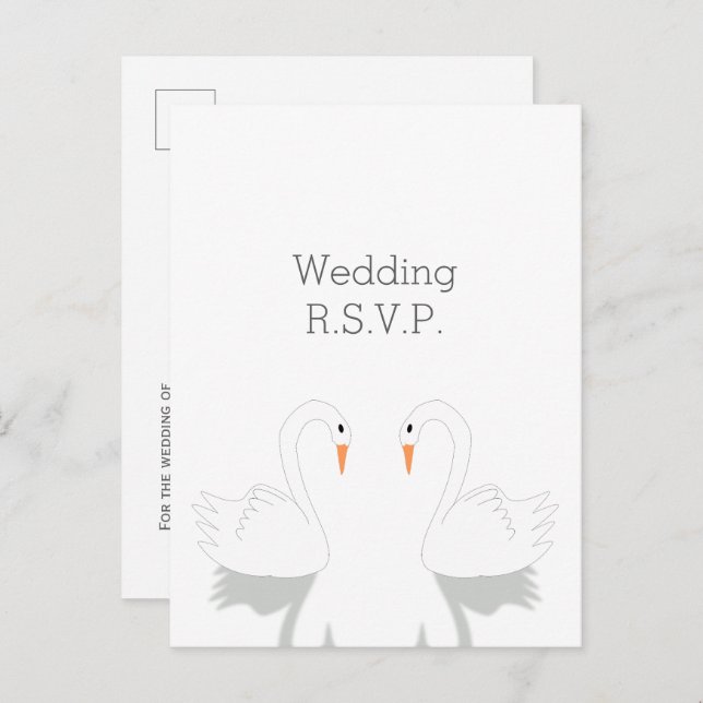 Cartão Postal De Convite Swans Design Wedding RSVP (Frente/Verso)