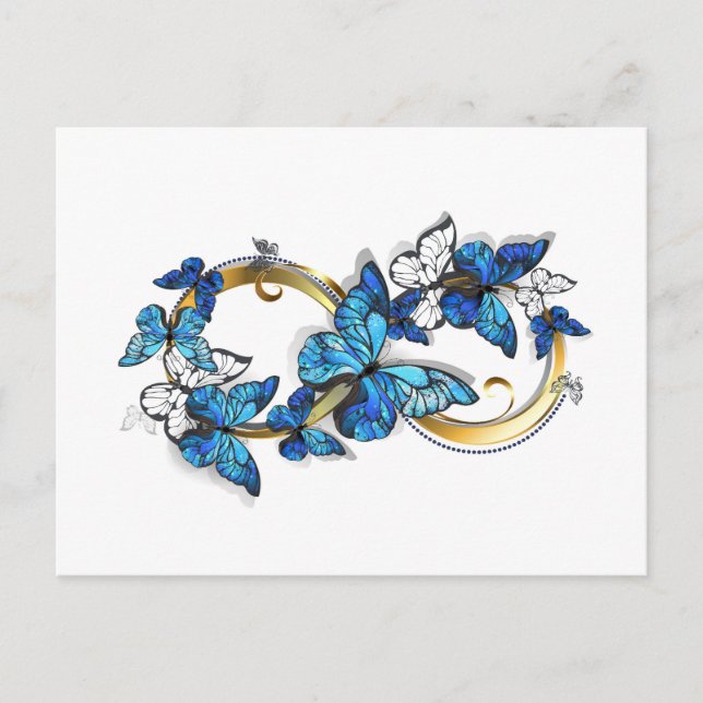 Cartão Postal De Convite Symbol Infinity of Blue Morpho Butterflies (Frente)
