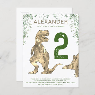 Cartão Postal De Convite T. rex. orçamento do Partido segundo aniversário d