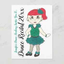 Cartão Postal De Convite Tap Dancing Girl Custom Dance Studio Considerando