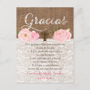 Cartão Postal De Convite Tarjeta con oracion para ditados de Bautizo