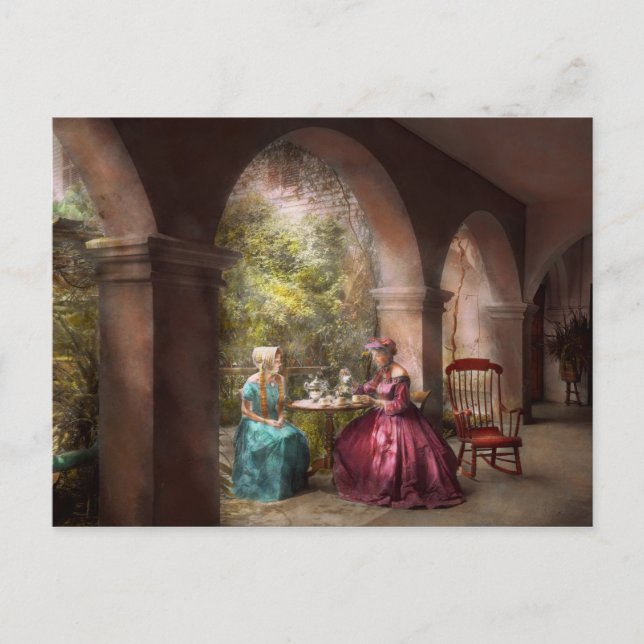 Cartão Postal De Convite Tea Party - Compartilhando chá com a vovó 1936 (Frente)