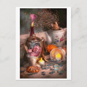 Cartão Postal De Convite Tea party - eu amaria comer algum chá