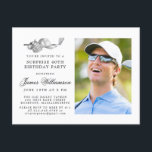 Cartão Postal De Convite Tema Golf 40ª Foto de Festa de aniversário SURPRIS<br><div class="desc">Aniversário elegante preto e branco para um golfista. O topo do convite é decorado com acessórios de golfe - um clube de golfe, bola de golfe, chapéu e luvas. A design de aquarela cria uma estética tradicional e clássica. Perfeito para uma festa de aniversário no clube ou um CHURRASCO de...</div>