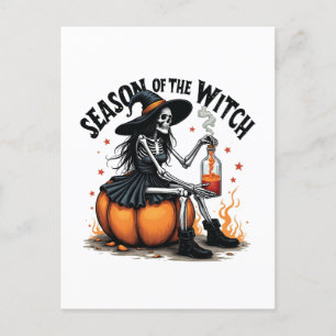 Cartão Postal De Convite Temporada Da Bruxa Assustadora No Halloween 
